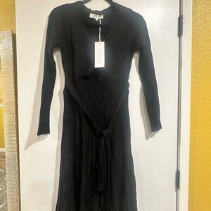 White Closet Fit and Flare Long Sleeve Dress